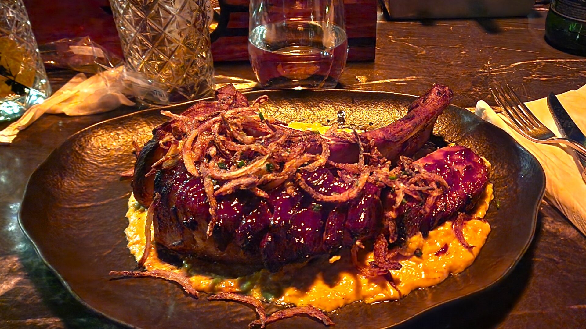 Dominican Republic cuisine, Pork Tomahawk from Camp David.